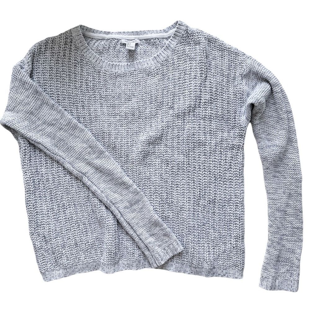 Forever 21 Textured Gray/Cream Knit Sweater | Women's Size Small